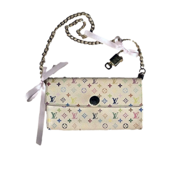 LV- Authentic Louis Vuitton x Murikami “Sarah” Multi-color logo Long Snap Wa… - Picture 13 of 14